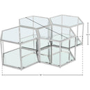  Meridian Sei Chrome Glass And Steel 4 pc Modular Coffee Table IMAGE 4