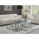  Meridian Sei Chrome Glass And Steel 7 pc Modular Coffee Table IMAGE 2