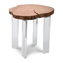  Meridian Woodland Natural Acacia Wood Top And Acrylic Base End / Side Table IMAGE 1