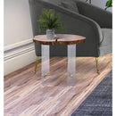  Meridian Woodland Natural Acacia Wood Top And Acrylic Base End / Side Table IMAGE 2