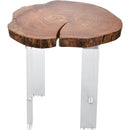  Meridian Woodland Natural Acacia Wood Top And Acrylic Base End / Side Table IMAGE 4