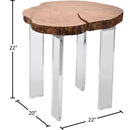  Meridian Woodland Natural Acacia Wood Top And Acrylic Base End / Side Table IMAGE 6