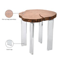  Meridian Woodland Natural Acacia Wood Top And Acrylic Base End / Side Table IMAGE 7