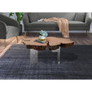  Meridian Woodland Natural Acacia Wood Top And Acrylic Base Coffee Table IMAGE 2