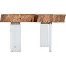  Meridian Woodland Natural Acacia Wood Top And Acrylic Base Coffee Table IMAGE 3
