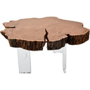  Meridian Woodland Natural Acacia Wood Top And Acrylic Base Coffee Table IMAGE 4