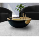  Meridian Doma Black Glass Top And Iron Base Coffee Table IMAGE 2
