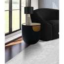  Meridian Doma Black Glass Top And Iron Base End / Side Table IMAGE 2