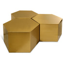  Meridian Hexagon Gold Iron 3 pc Modular Coffee Table IMAGE 1