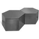  Meridian Hexagon Chrome Iron 2 pc Modular Coffee Table IMAGE 1