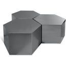  Meridian Hexagon Chrome Iron 3 pc Modular Coffee Table IMAGE 1