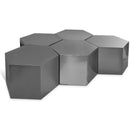  Meridian Hexagon Chrome Iron 5 pc Modular Coffee Table IMAGE 1