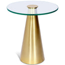 Meridian Glassimo Gold Glass Top And Iron Base End Table IMAGE 1