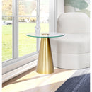  Meridian Glassimo Gold Glass Top And Iron Base End Table IMAGE 2