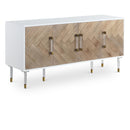  Meridian Jive White Lacquer Finish, Birch Wood And Acrylic Sideboard / Buffet IMAGE 1