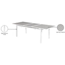  Meridian Nizuc 77" / 100.5" Grey Aluminum Outdoor Patio Extendable Dining Table IMAGE 12