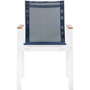  Meridian Nizuc Navy Mesh Water Resistant Fabric Outdoor Patio Dining Arm Chair IMAGE 4