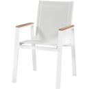  Meridian Nizuc White Mesh Water Resistant Fabric Outdoor Patio Dining Arm Chair IMAGE 1