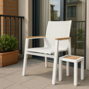  Meridian Nizuc White Mesh Water Resistant Fabric Outdoor Patio Dining Arm Chair IMAGE 2