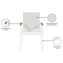 Meridian Nizuc White Mesh Water Resistant Fabric Outdoor Patio Aluminum Mesh Dining Arm Chair IMAGE 8