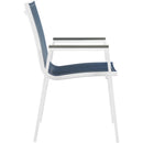  Meridian Nizuc Navy Mesh Water Resistant Fabric Outdoor Patio Dining Arm Chair IMAGE 5