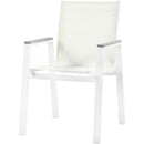  Meridian Nizuc White Mesh Water Resistant Fabric Outdoor Patio Dining Arm Chair IMAGE 1