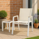  Meridian Nizuc White Mesh Water Resistant Fabric Outdoor Patio Dining Arm Chair IMAGE 2
