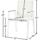  Meridian Nizuc White Mesh Water Resistant Fabric Outdoor Patio Dining Arm Chair IMAGE 7