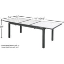  Meridian Nizuc 77" / 100.5" White Aluminum Outdoor Patio Extendable Dining Table IMAGE 11