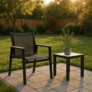  Meridian Nizuc Black Mesh Water Resistant Fabric Outdoor Patio Dining Arm Chair IMAGE 2
