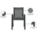  Meridian Nizuc Black Mesh Water Resistant Fabric Outdoor Patio Dining Arm Chair IMAGE 8