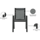 Meridian Nizuc Black Mesh Water Resistant Fabric Outdoor Patio Aluminum Mesh Dining Arm Chair IMAGE 8