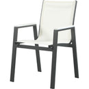  Meridian Nizuc White Mesh Water Resistant Fabric Outdoor Patio Dining Arm Chair IMAGE 1