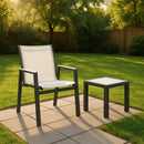  Meridian Nizuc White Mesh Water Resistant Fabric Outdoor Patio Dining Arm Chair IMAGE 2