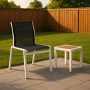  Meridian Nizuc Black Mesh Water Resistant Fabric Outdoor Patio Dining Chair IMAGE 2