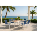 Meridian Nizuc Navy Mesh Water Resistant Fabric Outdoor Patio Dining Chair IMAGE 2