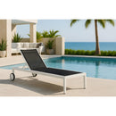  Meridian Nizuc Black Adjustable Mesh Water Resistant Fabric Outdoor Patio Adjustable Sun Chaise Lounge IMAGE 2