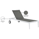 Meridian Nizuc Grey Mesh Water Resistant Fabric Outdoor Patio Aluminum Mesh Chaise Lounge Chair IMAGE 14