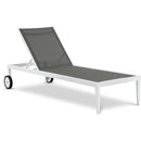  Meridian Nizuc Grey Adjustable Mesh Water Resistant Fabric Outdoor Patio Adjustable Sun Chaise Lounge IMAGE 1