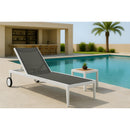  Meridian Nizuc Grey Adjustable Mesh Water Resistant Fabric Outdoor Patio Adjustable Sun Chaise Lounge IMAGE 2