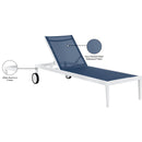  Meridian Nizuc Navy Adjustable Mesh Water Resistant Fabric Outdoor Patio Adjustable Sun Chaise Lounge IMAGE 14