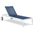  Meridian Nizuc Navy Adjustable Mesh Water Resistant Fabric Outdoor Patio Adjustable Sun Chaise Lounge IMAGE 1