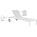  Meridian Nizuc White Adjustable Mesh Water Resistant Fabric Outdoor Patio Adjustable Sun Chaise Lounge IMAGE 14