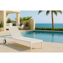  Meridian Nizuc White Adjustable Mesh Water Resistant Fabric Outdoor Patio Adjustable Sun Chaise Lounge IMAGE 2