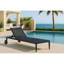  Meridian Nizuc Black Adjustable Mesh Water Resistant Fabric Outdoor Patio Adjustable Sun Chaise Lounge IMAGE 2