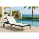  Meridian Nizuc White Adjustable Mesh Water Resistant Fabric Outdoor Patio Adjustable Sun Chaise Lounge IMAGE 2