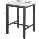 Meridian Nizuc White Wood Look Accent Paneling Outdoor Patio Aluminum Square Bar Table IMAGE 6