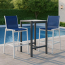  Meridian Nizuc Navy Mesh Water Resistant Fabric Outdoor Patio Bar Stool IMAGE 2