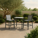  Meridian Nizuc Black Mesh Water Resistant Fabric Outdoor Patio Bar Stool IMAGE 2