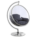  Manufacturer Color_Grey -- Luna Grey Acrylic And Fabric Upholstered Swing Bubble Accent Chair IMAGE 1